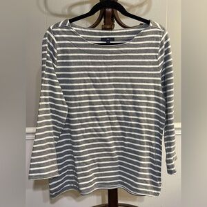 Vintage Y2K GAP Gray and White Striped Long Sleeve Boatneck Top